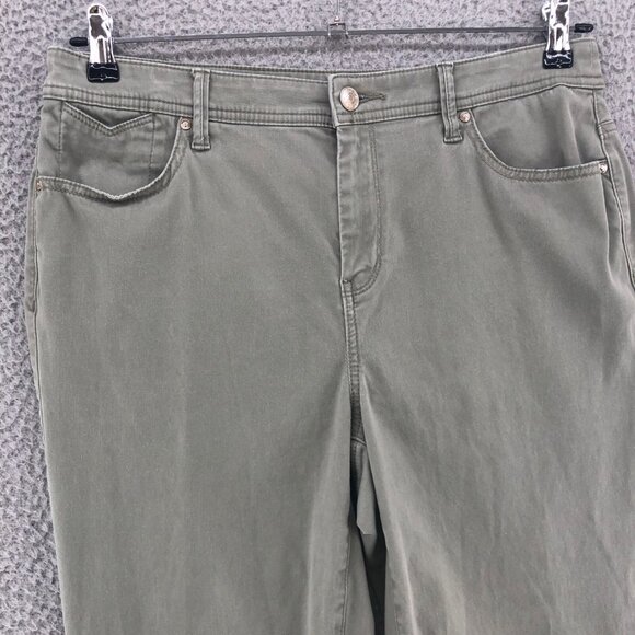 Chicos Jeans Womens 1.5 US 10 Green Sateen Slim Leg Crop Stretch Everyday Casual - Picture 2 of 11